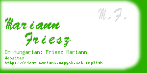 mariann friesz business card